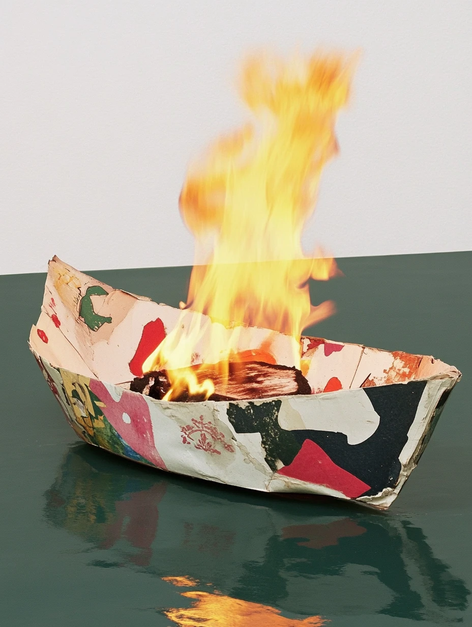 Boot in Vlam, limited edition collage print, Crash series, kutdakrap Netherlands